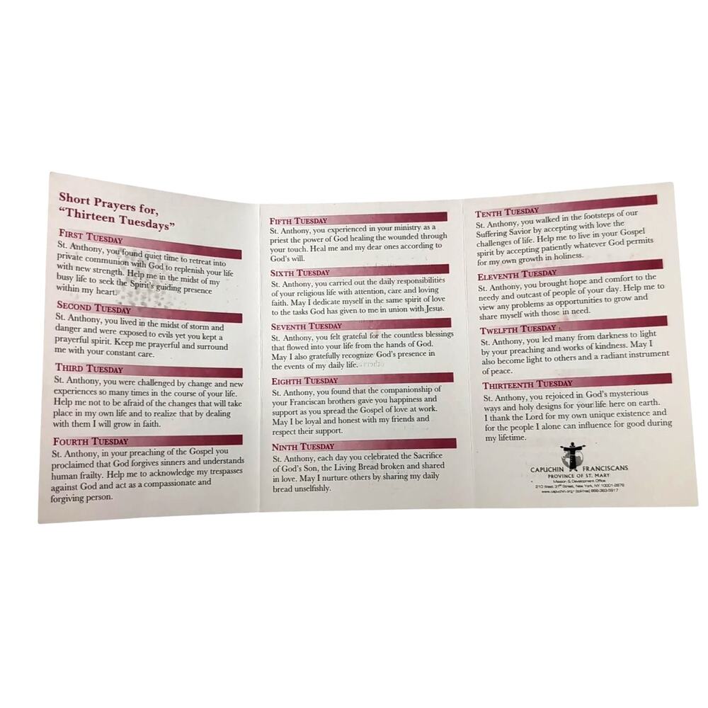 St Anthony Baby Jesus Necklace Prayer Card Franciscan Friars Catholic Christian‎ - Picture 7 of 7